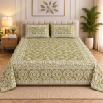 Olive green paisley Double bed Bedsheet
