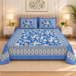 Royal Blue Floral printed Bedsheet