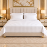 Luxe white striped Bedsheet