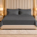 Charcoal grey striped Bedsheet