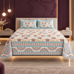 Heritage Bloom Handblock-Style Cotton Double-bed Bedsheet